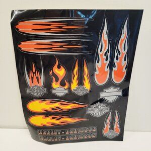 Harley Davidson Flames Logo Decal 14 Stickers Sheet READ